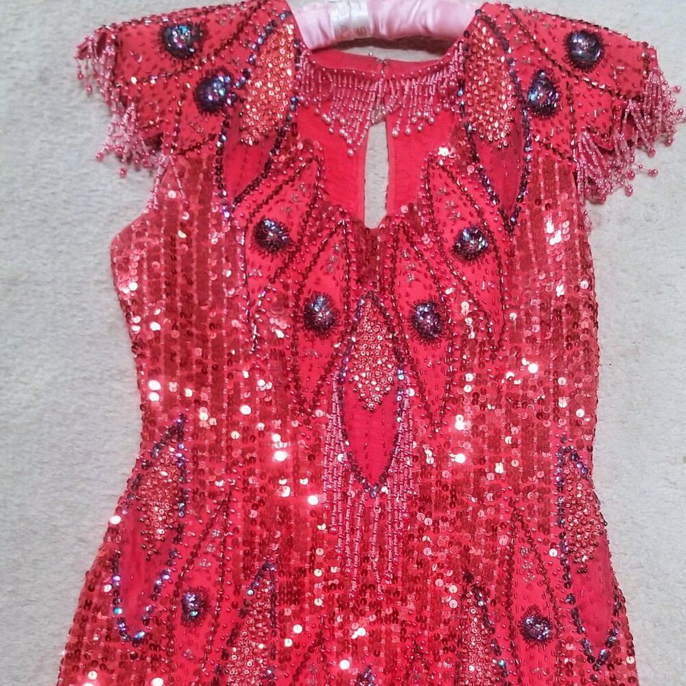 Alyse Designs Red Sequin Silk Dress Size 12- Glamorous and Elegant